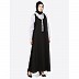 Executive abaya with collar- black-White